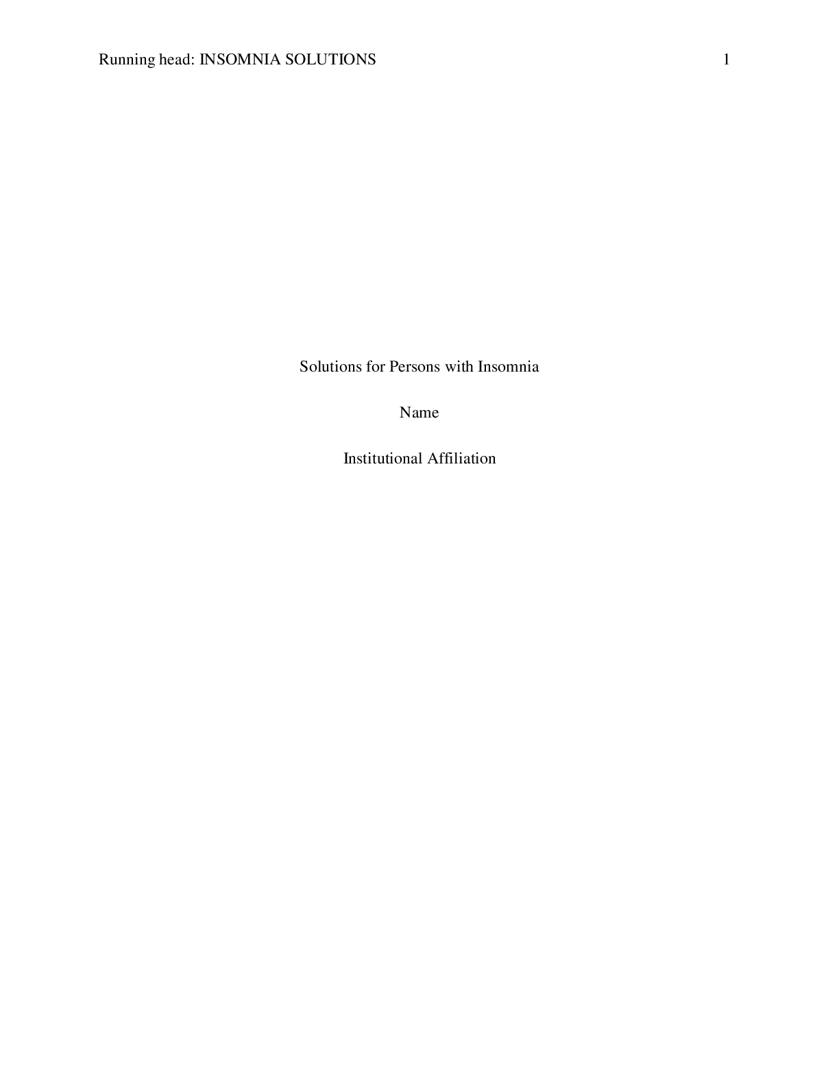 Preview image for Solutions for Persons with Insomnia